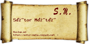 Sátor Máté névjegykártya