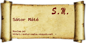 Sátor Máté névjegykártya